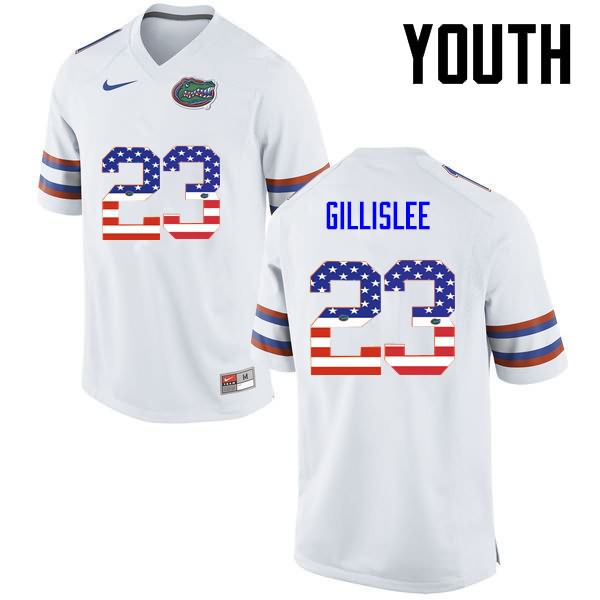 NCAA Florida Gators Mike Gillislee Youth #23 USA Flag Fashion Nike White Stitched Authentic College Football Jersey SCC2164XX